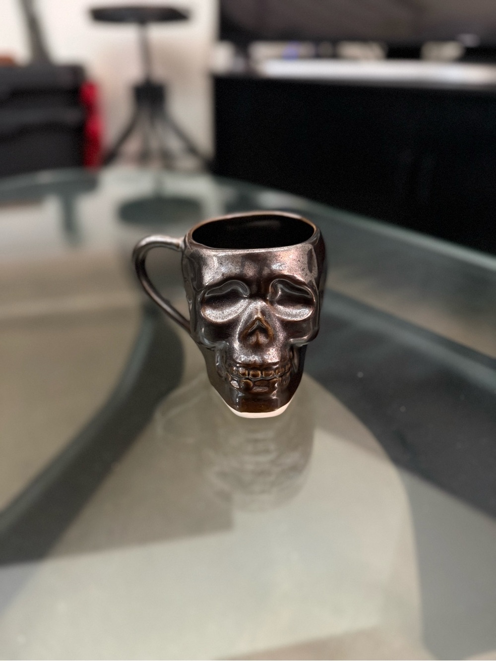 West Elm Metallic Black Skull Mug